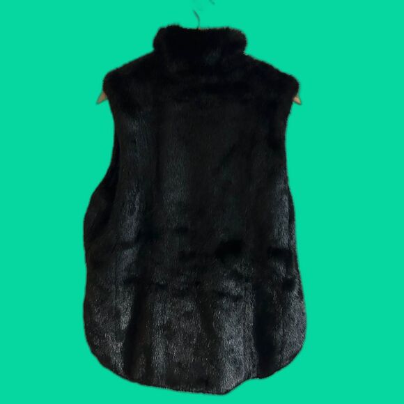 Parkhurst Black Navy Faux Fur reversible Vest Size M - Picture 2 of 7